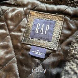 Vintage Gap Leather Jacket Men's XL Black Full Zip
