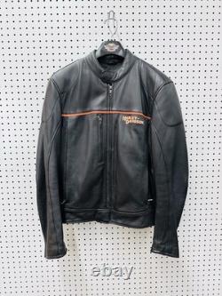 Vintage Genuine Harley Davidson Leather Jacket Motorcycle Mens L Ebroidered Logo
