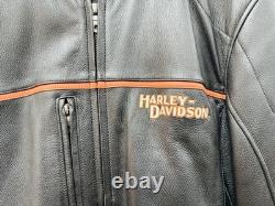 Vintage Genuine Harley Davidson Leather Jacket Motorcycle Mens L Ebroidered Logo