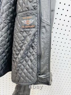 Vintage Genuine Harley Davidson Leather Jacket Motorcycle Mens L Ebroidered Logo