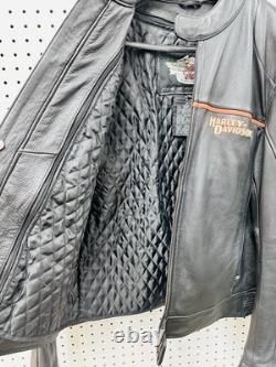 Vintage Genuine Harley Davidson Leather Jacket Motorcycle Mens L Ebroidered Logo