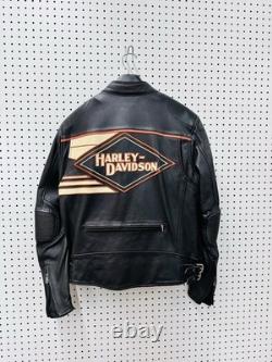 Vintage Genuine Harley Davidson Leather Jacket Motorcycle Mens L Ebroidered Logo