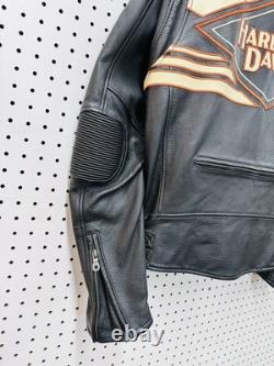 Vintage Genuine Harley Davidson Leather Jacket Motorcycle Mens L Ebroidered Logo