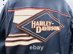 Vintage Genuine Harley Davidson Leather Jacket Motorcycle Mens L Ebroidered Logo