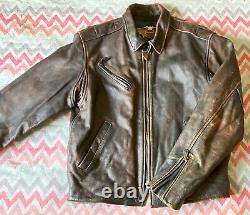 Vintage Genuine Harley Davidson Leather Motorcycle Biker Jacket GC Size M