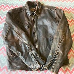 Vintage Genuine Harley Davidson Leather Motorcycle Biker Jacket GC Size M