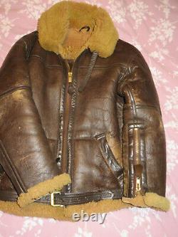 Vintage Genuine Irvin Sheepskin Flying Jacket Wonderful Patina 38in