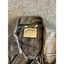 Vintage Genuine Leather Garment Biker Motorcycle Jacket Mens 36 Black