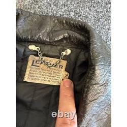 Vintage Genuine Leather Garment Biker Motorcycle Jacket Mens 36 Black