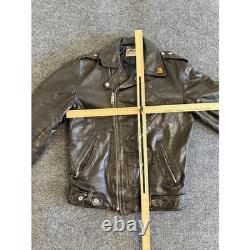 Vintage Genuine Leather Garment Biker Motorcycle Jacket Mens 36 Black