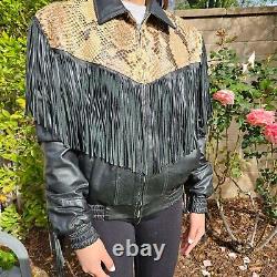 Vintage Genuine Leather Jacket PERFECT condition with snakeskin! FREE Shipping