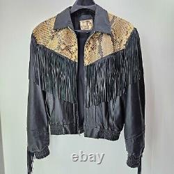Vintage Genuine Leather Jacket PERFECT condition with snakeskin! FREE Shipping