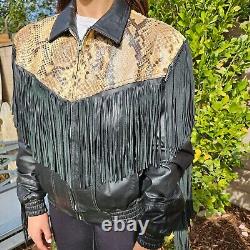 Vintage Genuine Leather Jacket PERFECT condition with snakeskin! FREE Shipping