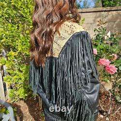 Vintage Genuine Leather Jacket PERFECT condition with snakeskin! FREE Shipping