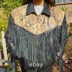 Vintage Genuine Leather Jacket PERFECT condition with snakeskin! FREE Shipping