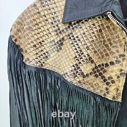 Vintage Genuine Leather Jacket PERFECT condition with snakeskin! FREE Shipping
