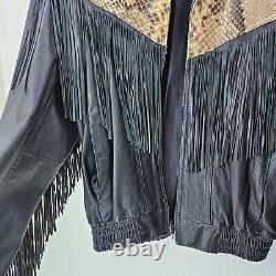 Vintage Genuine Leather Jacket PERFECT condition with snakeskin! FREE Shipping