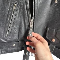 Vintage Genuine Leather Moto Biker Motorcycle Jacket size 54 Style