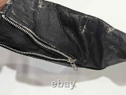Vintage Genuine Leather Motorcycle Biker Jacket Sz. 42 (Medium) Black