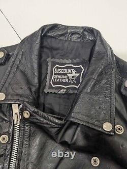 Vintage Genuine Leather Motorcycle Biker Jacket Sz. 42 (Medium) Black