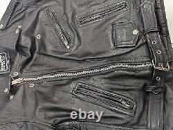 Vintage Genuine Leather Motorcycle Biker Jacket Sz. 42 (Medium) Black