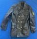 Vintage German Police Leather Motorcycle Jacket Coat with Patch