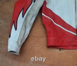Vintage Giudici Leather Moto Racing Jacket Red White Biker MorENa Italy Size M