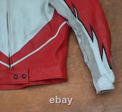 Vintage Giudici Leather Moto Racing Jacket Red White Biker MorENa Italy Size M