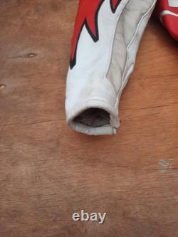 Vintage Giudici Leather Moto Racing Jacket Red White Biker MorENa Italy Size M