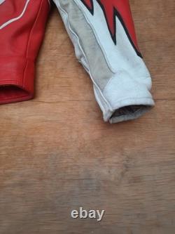 Vintage Giudici Leather Moto Racing Jacket Red White Biker MorENa Italy Size M