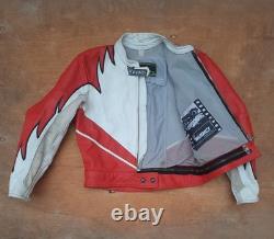 Vintage Giudici Leather Moto Racing Jacket Red White Biker MorENa Italy Size M