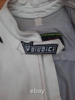 Vintage Giudici Leather Moto Racing Jacket Red White Biker MorENa Italy Size M