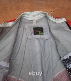 Vintage Giudici Leather Moto Racing Jacket Red White Biker MorENa Italy Size M