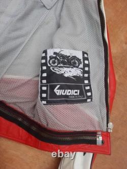 Vintage Giudici Leather Moto Racing Jacket Red White Biker MorENa Italy Size M
