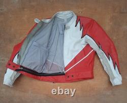 Vintage Giudici Leather Moto Racing Jacket Red White Biker MorENa Italy Size M