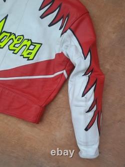Vintage Giudici Leather Moto Racing Jacket Red White Biker MorENa Italy Size M