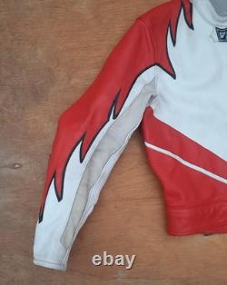 Vintage Giudici Leather Moto Racing Jacket Red White Biker MorENa Italy Size M