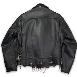 Vintage Golden Bear Men's Leather Moto Jacket Size 40 Removable Shearling Collar