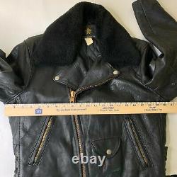Vintage Golden Bear Men's Leather Moto Jacket Size 40 Removable Shearling Collar