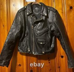 Vintage Golden State Leather Motorcycle Jacket Mens 44 Black Biker Korea