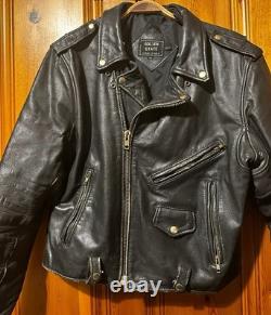 Vintage Golden State Leather Motorcycle Jacket Mens 44 Black Biker Korea