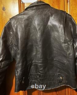 Vintage Golden State Leather Motorcycle Jacket Mens 44 Black Biker Korea