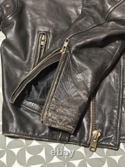 Vintage Golden State Leather Motorcycle Jacket Mens 44 Black Biker Korea