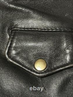Vintage Golden State Leather Motorcycle Jacket Mens 44 Black Biker Korea