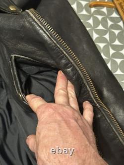 Vintage Golden State Leather Motorcycle Jacket Mens 44 Black Biker Korea