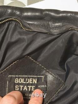 Vintage Golden State Leather Motorcycle Jacket Mens 44 Black Biker Korea