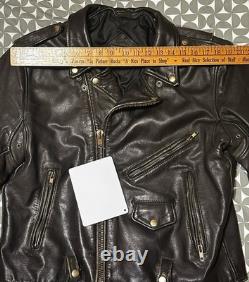 Vintage Golden State Leather Motorcycle Jacket Mens 44 Black Biker Korea