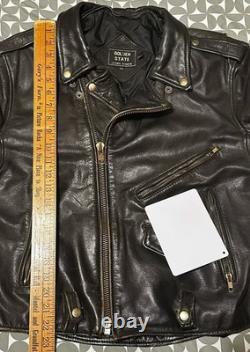 Vintage Golden State Leather Motorcycle Jacket Mens 44 Black Biker Korea