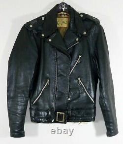 Vintage Grais Pony Leather Genuine Motorcycle Jacket Durable Classic Cafe Racer