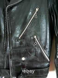 Vintage Grais Pony Leather Genuine Motorcycle Jacket Durable Classic Cafe Racer